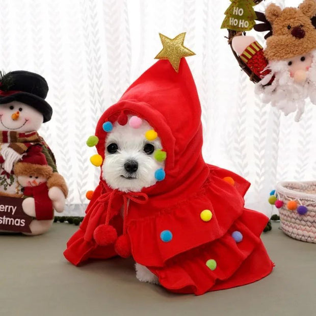 Autumn And Winter Christmas Pet Clothes Two Color Cloak Pet Cloak Shawl Dog Transfiguration